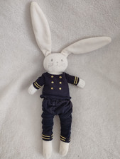 25cm Doudou peluche lapin Blanc PETIT BATEAU Costume Marin