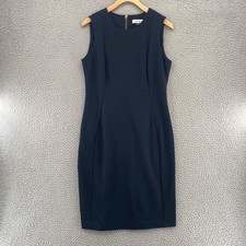 Calvin Klein Dress Womens 10 Black Sleeveless Sheath Stretch Knee Length Career
