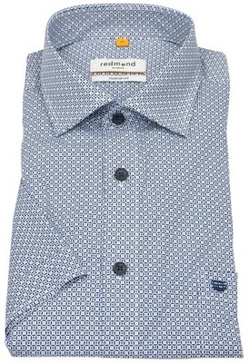 Redmond Kurzarmhemd Comfort Fit Print blau / hellblau