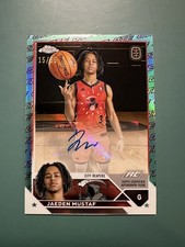 2023-24 Topps Chrome OTE Jaeden Mustaf Aqua & Red Auto Refractor RC SP /99