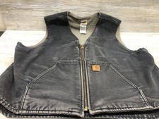 Vintage Carhartt Sherpa Lined Duck Canvas Vest Black Mens 2XL Regular