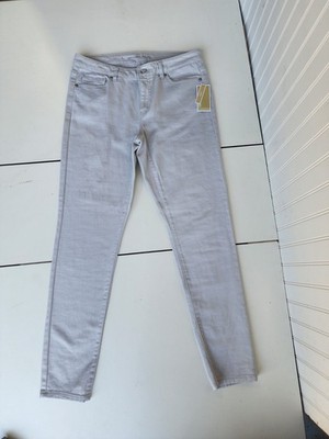 NWT $99 Michael Kors Women's Light Gray Aluminum Skinny Jeans Sz 8