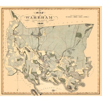 Historic City Map - Wareham Massachusetts - Bourne 1832 - Vintage Wall Art