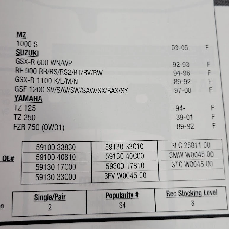 PASTILLAS FRENO DELANTERAS EBC FA145 SUZUKI GSXR 600 1100 RF900 GSF1200 YAMAHA TZ FZR Foto 4 de 4