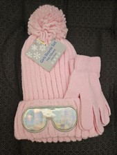 Girls Beanie Set Hat/Gloves One Size