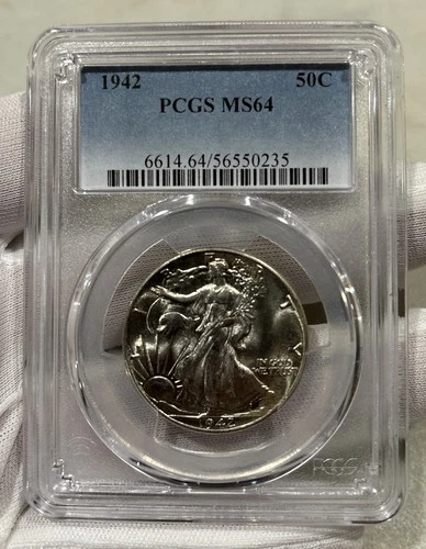 GRADED 1942 Walking Liberty Half Dollar PCGS MS64 Silver American Coin
