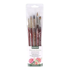 Artist Brush Co. Watercolor Floral Set - 5pc Short Handle Selection of Synthe...