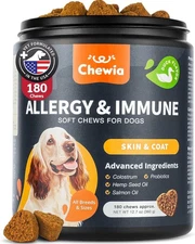 Dog Allergy Relief Chews - Itch 180 Count (Pack of 1), Black and orange 