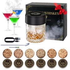 Cocktail Whiskey Old Fashioned Smoker Kit, Wine Smoking Maker for Drinks with...