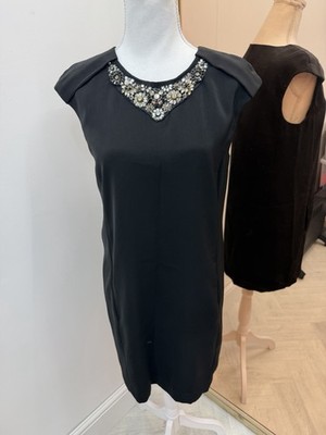 Zara Basic Embellished Neck Little Black Dress (LBD) - Size S