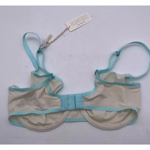 Aerie Smoothez Ivory Blue Unlined Underwire Full Coverage Bra Stretch Size 32B - Picture 2 of 3