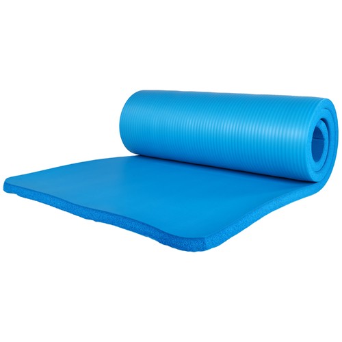 BalanceFrom Fitness 1" Extra Thick Yoga Mat w/Knee Pad and Carrying Strap, Blue - Picture 8 of 10