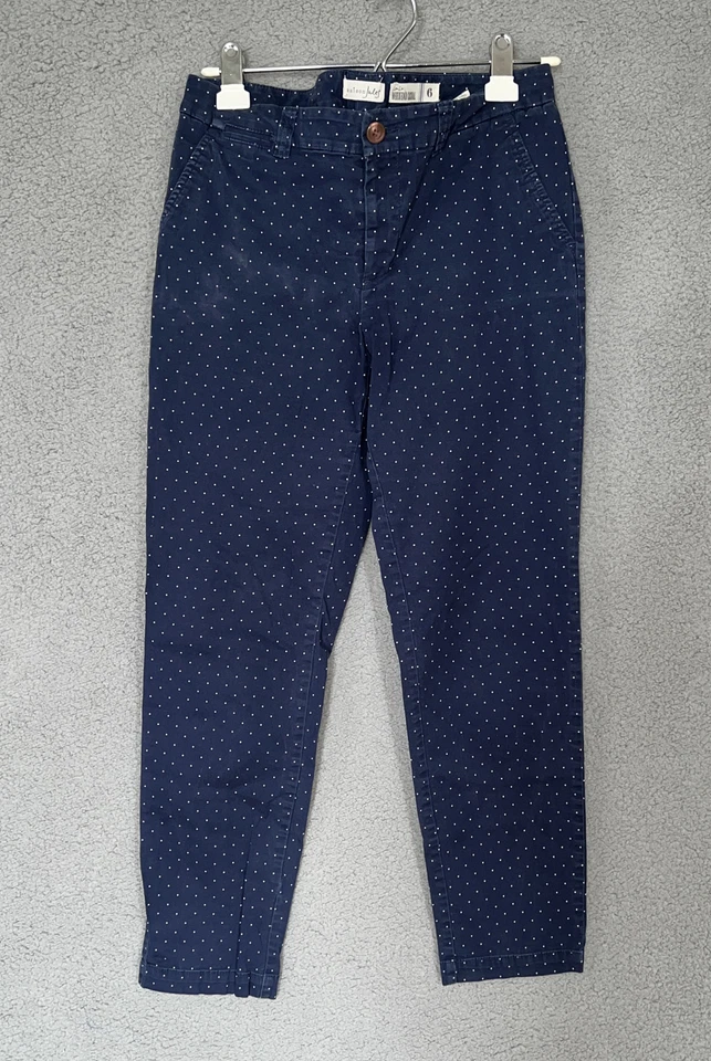 Maison Jules  Lou Lou Pants Women’s  Medium Blue Polka Dot Twill Crop mid Rise - Image 2 of 4