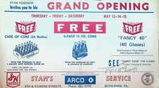 Stan's Arco Grand Opening Placemat 1954 Bethlehem Pa Stan Penchick Coca Cola