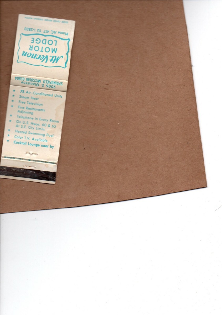 matchbook 1970's mt. vernon motor lodge springfield mi | eBay