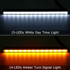 2x  Universal Car Daytime Running Light Strips LED Turn Signal Lamp Bar DRL 12V