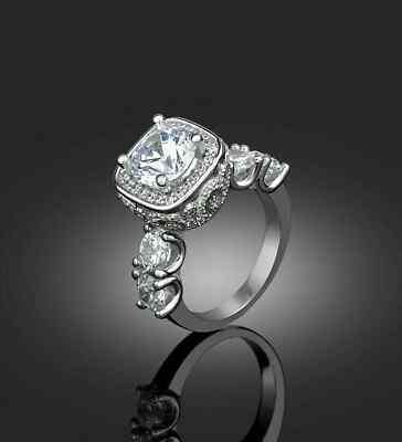 2Ct Lab Created Round Diamond Snowflake Engagement Ring 14K White Gold Finish