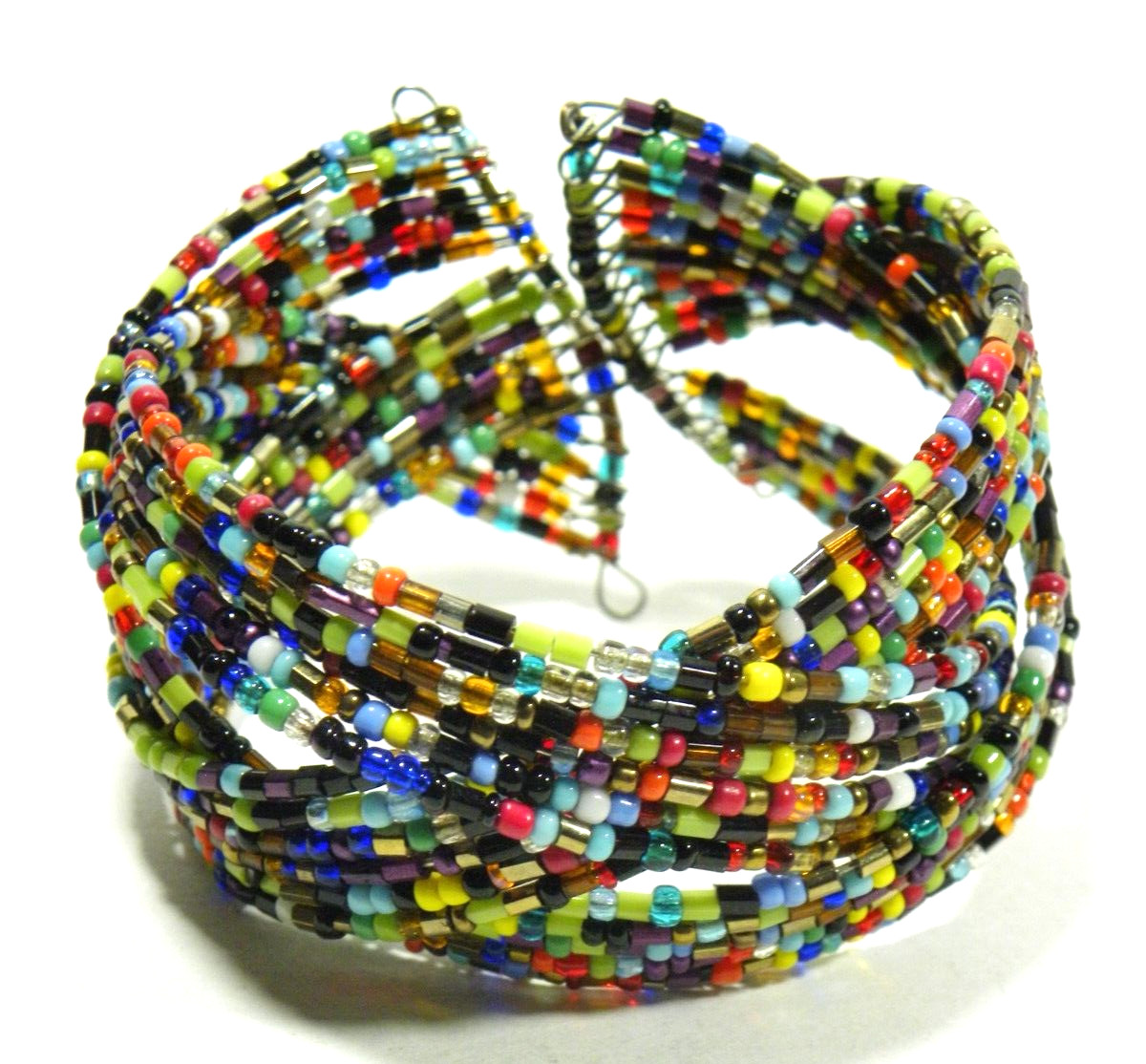 Multicolor Seed Micro Bead Wire Cuff Bangle Brace… - image 1