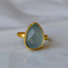 Faceted Aqua Chalcedony Ring,925 Sterling Silver,Handmade Ring,Promise Ring.Gift
