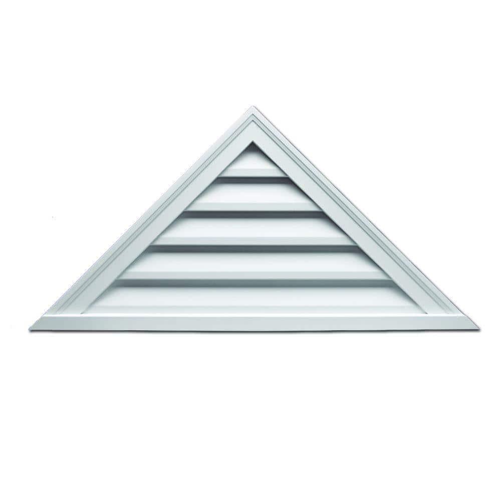 60 in. x 25 in. Triangle White Polyurethane Weather Resistant Gable Louver Vent 60 in. x 25 in. Triangle White Polyurethane Weather Resistant Gable Louver Vent