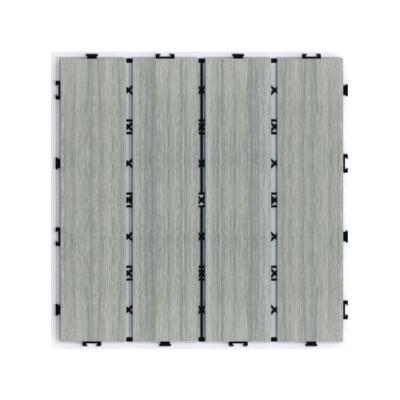 Patio Floor Tiles Pack of 11 WPC Wood-Plastic Composite Patio Deck Tiles DIY Int