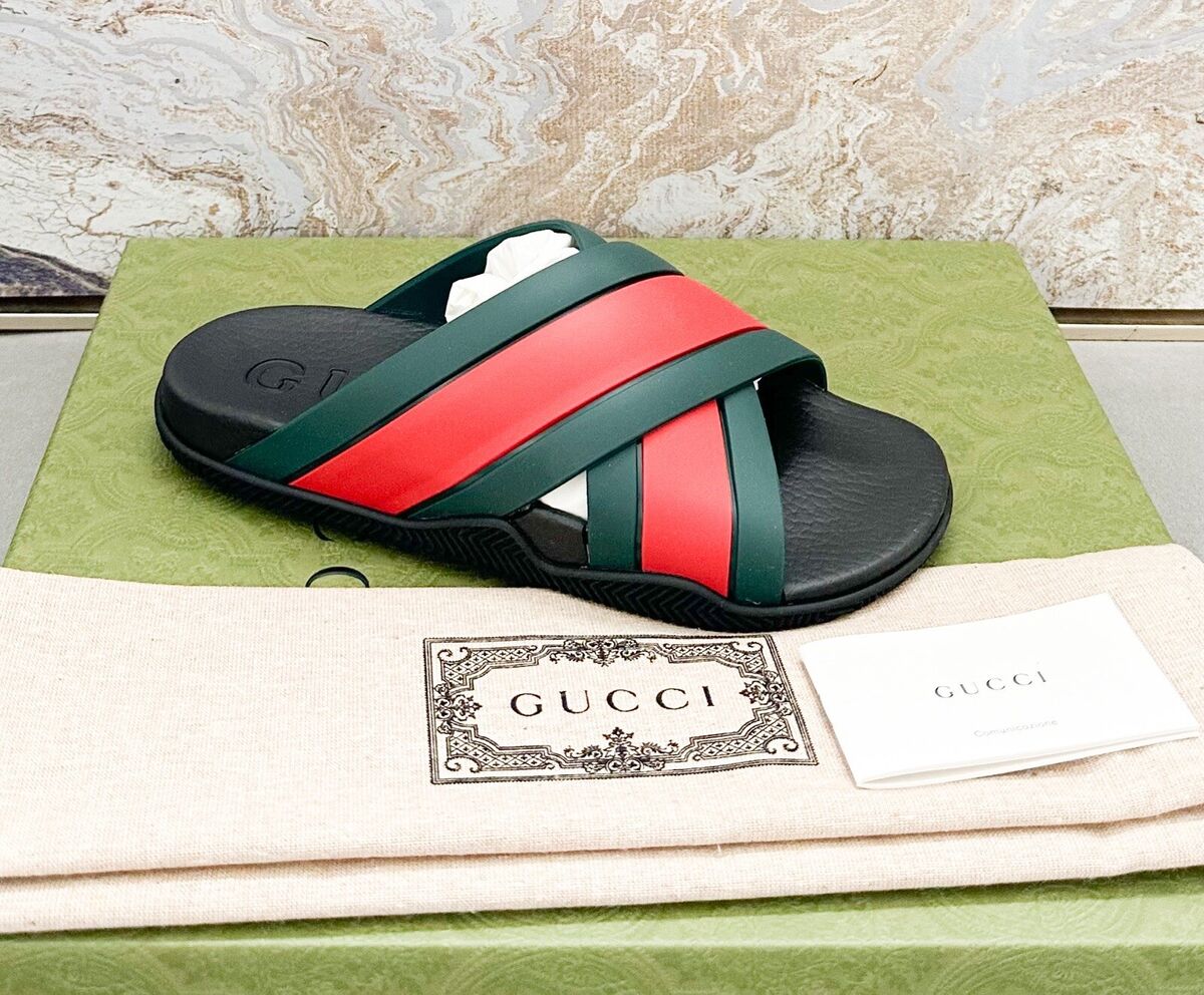 Gucci Rubber Web Criss Cross Slide Sandals | eBay Gucci Rubber Web Criss Cross Slide Sandals | eBay