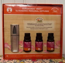 GURUNANDA MISTI ULTRASONIC PERSONAL DIFFUSER WITH 3 100% PURE ROSEWATER