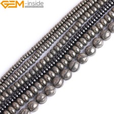 Rondelle Gray Pyrite Beads Spacer Silver Beads For Jewelry Making 15" Strand