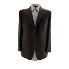Hickey Freeman Loro Piana Super 130's Wool Blazer Size 44S Brown Red Blue Check