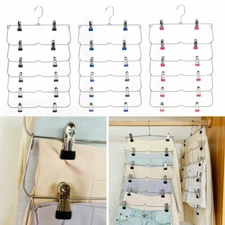 Clothes Pants Trouser Scarf Hanger Multi Layer Storage Rack Closet Space Saving