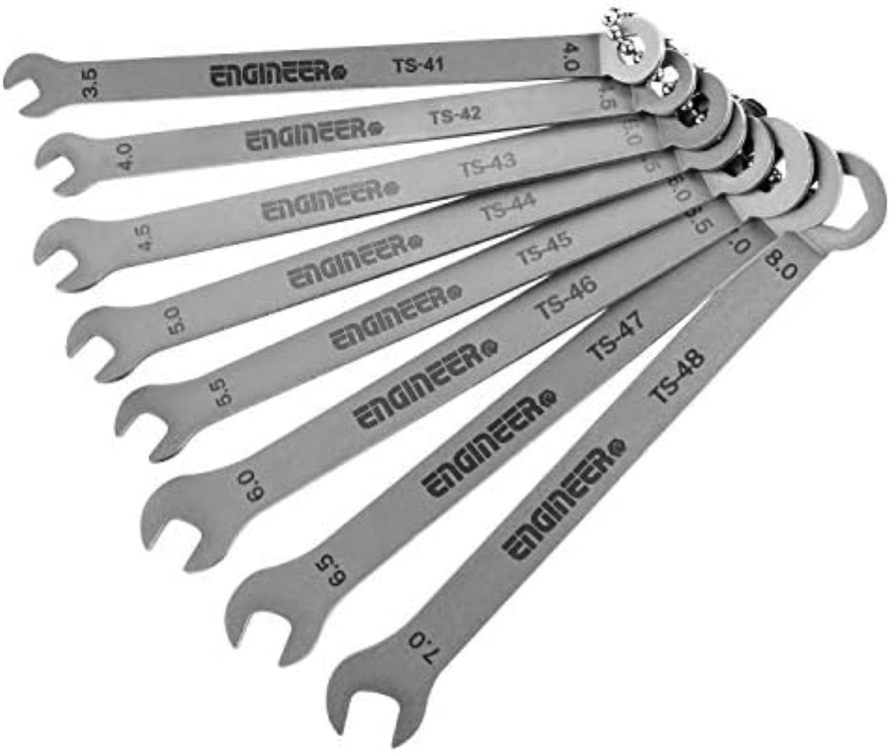 ENGINEER super slim/thin 8-in-1 miniature stainless spanner set (1.5mm thick) ts