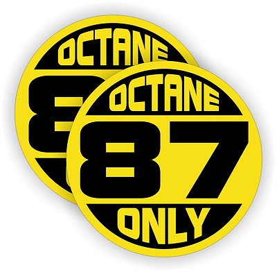 (2) 87 OCTANE ONLY Fuel Door Vinyl Stickers | Gasoline Gas Pump Decals ...