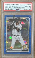 2020 Bowman Draft Nick Gonzales #BD81 Sapphire Refractor 1st RC Pirates PSA 10