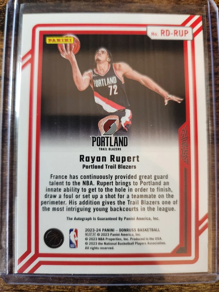 2023-24 Donruss Rayan Rupert Dominators Light Blue Laser Holo RC Auto /8 #RD-RUP - Image 2 of 2