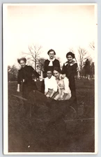 Possibly Gravity or Clarinda IA~Five Ladies Around Wheelbarrow~RPPC c1910 Wigren