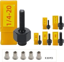 Stainless Steel Rivet Nut Tool Set With Case Sae Metric 30 Nuts 5 Mandrels