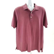 Eddie Bauer Short Sleeve Polo Shirt Mens L Golf Maroon Red Striped Cotton Blend