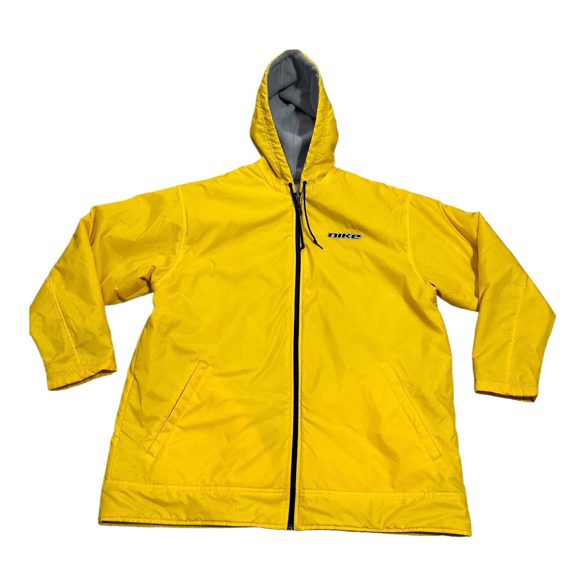 Vintage Nike Nylon Rain Jacket Size XL Yellow Gray Reversible Zip  