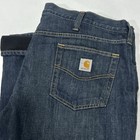 Carhartt Men Straight Relaxed Fleece Lined Denim Dark Blue Wash Jeans Size 42X30