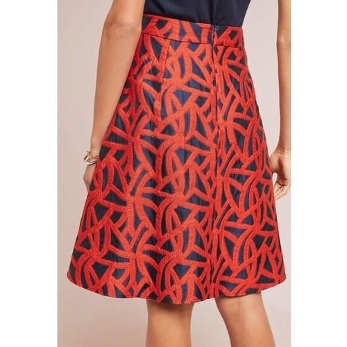 Anthropologie EVA FRANCO Mariner Skirt Red Blue A-Line Pleated Nautical Size 8 - Picture 8 of 16