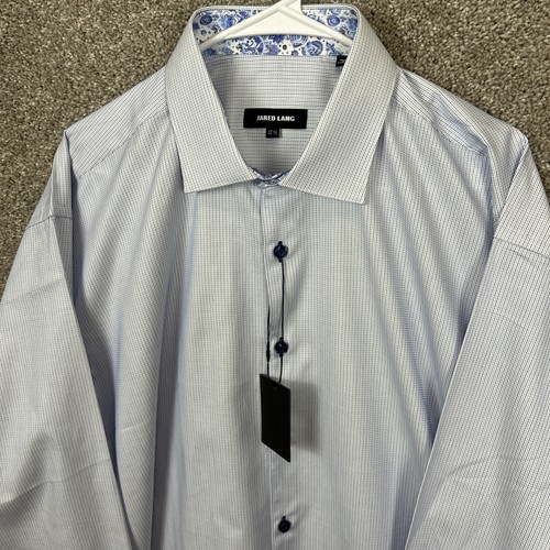 Jared Lang Long Sleeve Button Up Shirt Blue Paisley Cuff Men’s Side 17.5 - Picture 2 of 9