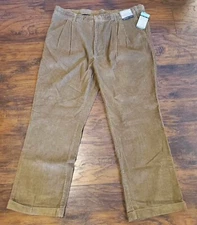 Geoffrey Beene Corduroy Pants VTG Men's Double Pleat Waist Extender 44x30  NWT