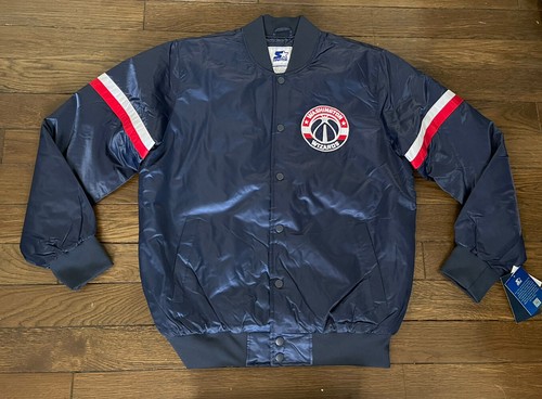 Men's Starter Navy Washington Wizards The Champ Varsity Satin Jacket