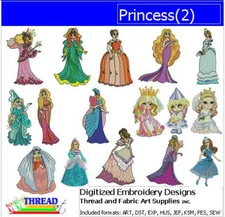 Embroidery Design Set - Princess(2) - 16 Designs - 9 Formats - USB Stick