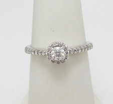 1/2CT Natural Diamond Halo Anniversary Engagement Wedding Ring 14K White Gold