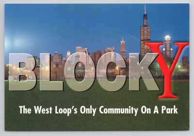 Blocky The West Loop Community on A Park Chicago Illinois Postcard