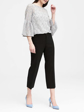 Banana Republic Black Logan Fit Cropped Trouser Pant 280750 NWT 4 Petite 4P