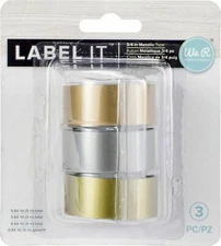  We R Memory Keepers LabelIT .75" Emboss Tape Rolls 3/Pkg Metallic 6600466 NEW