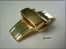 NEW 18mm POLISHED SHINY GOLD BUTTERFLY DEPLOYMENT WATCH CLASP BUCKLE