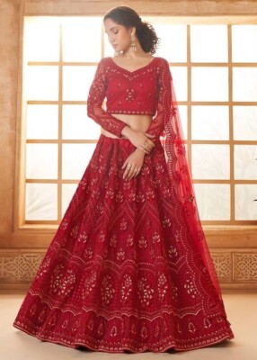 Lehenga Choli Rot Bollywood Sari Designer Indien Hochzeit Lehenga Party Saree